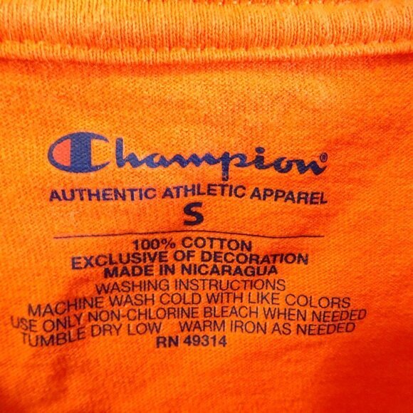Champion Virginia Tech T-Shirt Size S Short Sleeve Orange Cotton - Picture 4 of 5